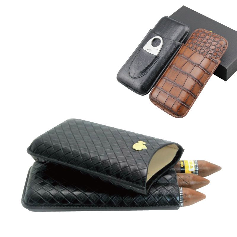 Reisimine kolm arvu Portable Leather Cigar Case